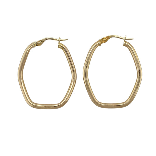 9ct Gold Hexagonal Creole Earrings