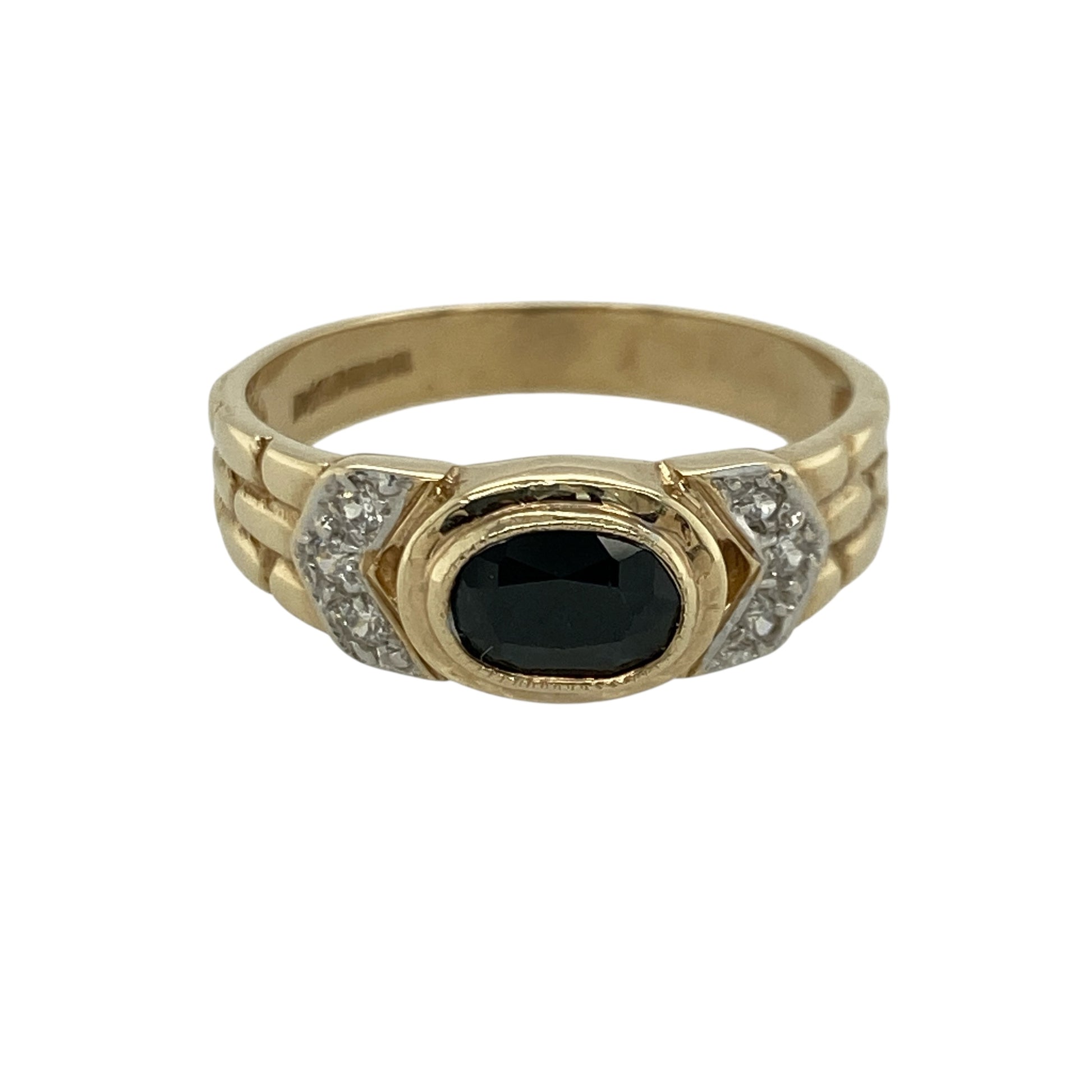 9ct Gold Sapphire & Cubic Zirconia Set Ring
