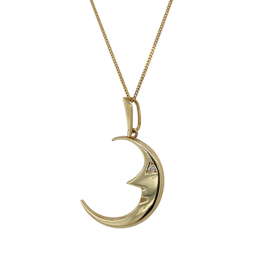 9ct Gold & Cubic Zirconia Set Moon 18" Necklace