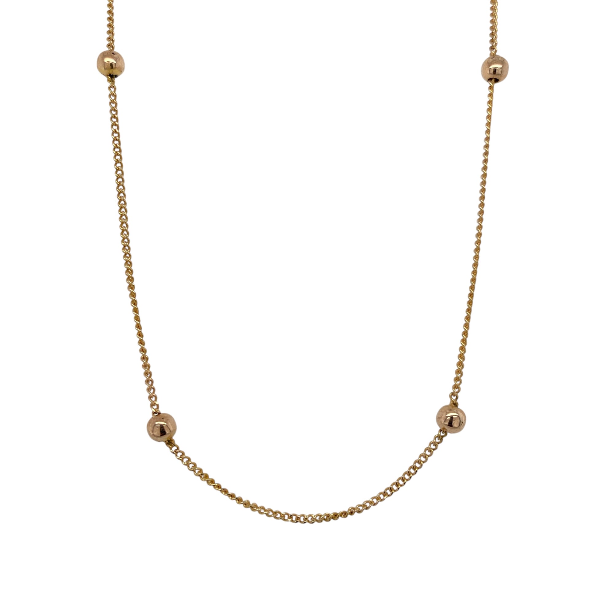 9ct Gold Ball and Curb 15" Necklace