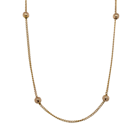 9ct Gold Ball and Curb 15" Necklace