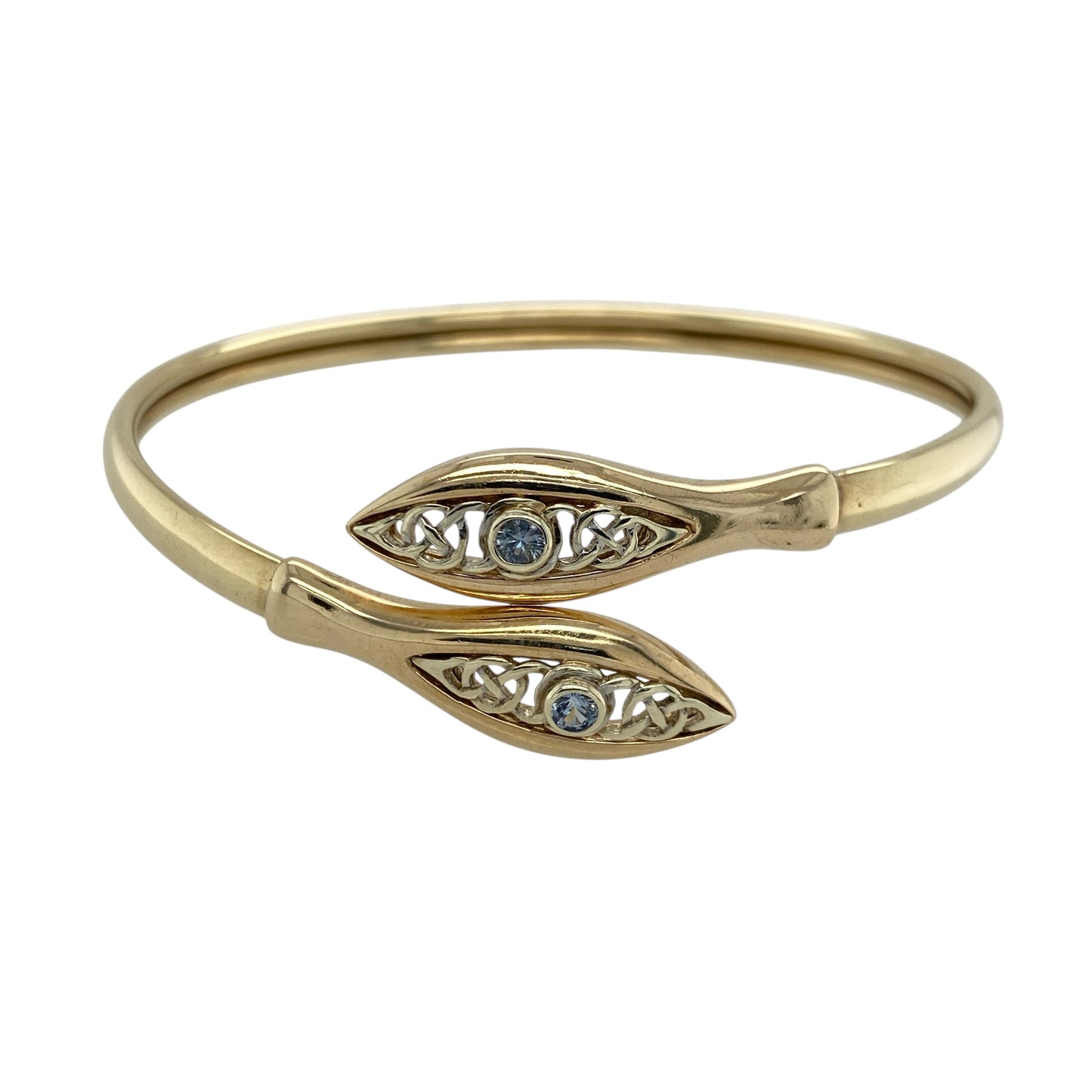 9ct Gold & Blue Stone Set Clogau Celtic Knot Wrap Over Bangle