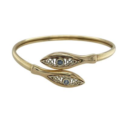 9ct Gold & Blue Stone Set Clogau Celtic Knot Wrap Over Bangle