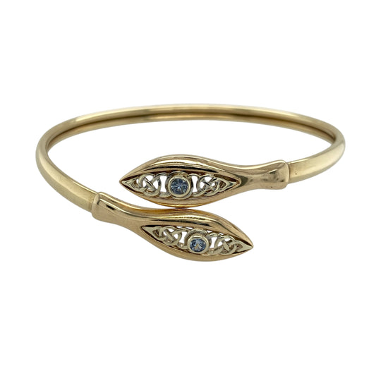 9ct Gold & Blue Stone Set Clogau Celtic Knot Wrap Over Bangle