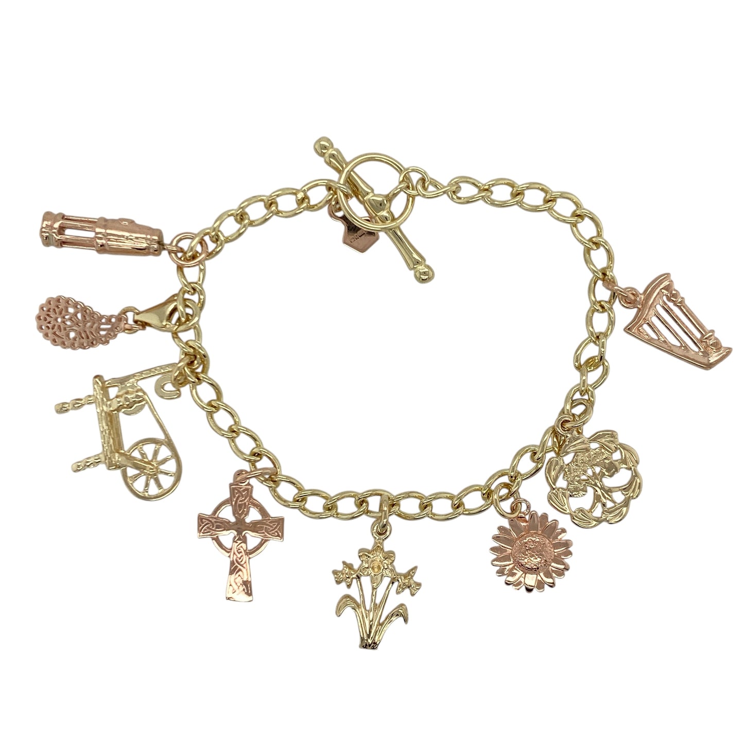 9ct Gold 7" Welsh Gold Clogau Charm Bracelet
