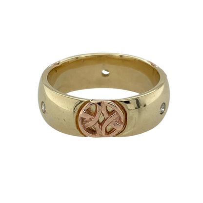 9ct Gold & Diamond Set Celtic Knot Design Band Ring