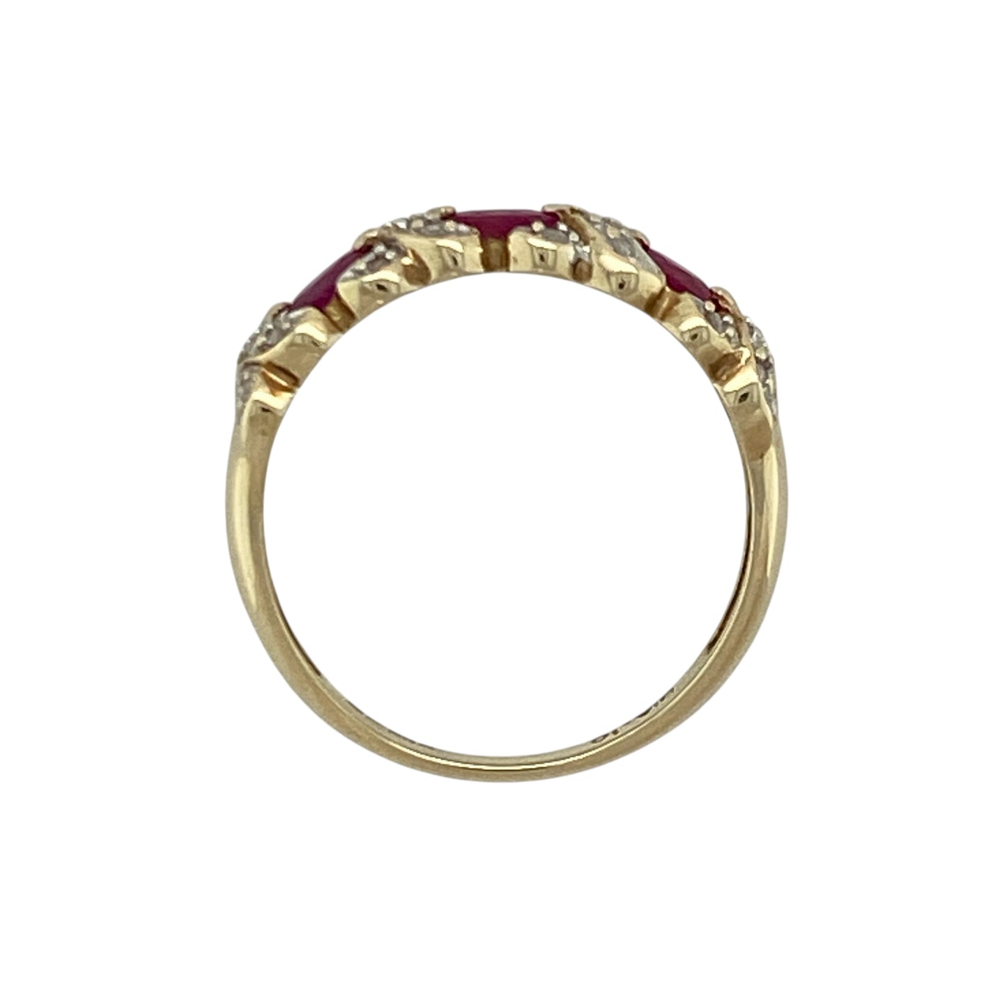9ct Gold Diamond & Ruby Set Band Ring