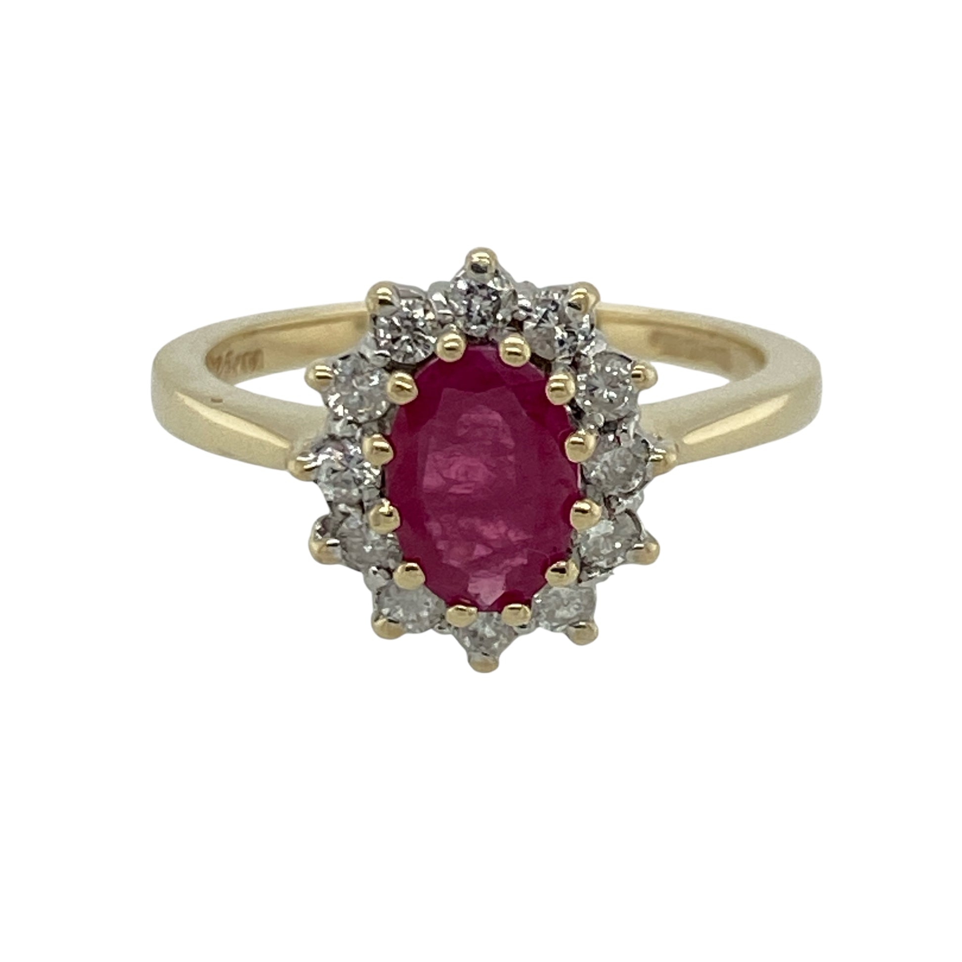 9ct Gold Diamond & Ruby Set Cluster Ring