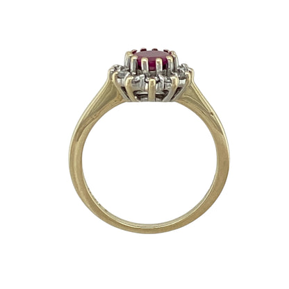 9ct Gold Diamond & Ruby Set Cluster Ring