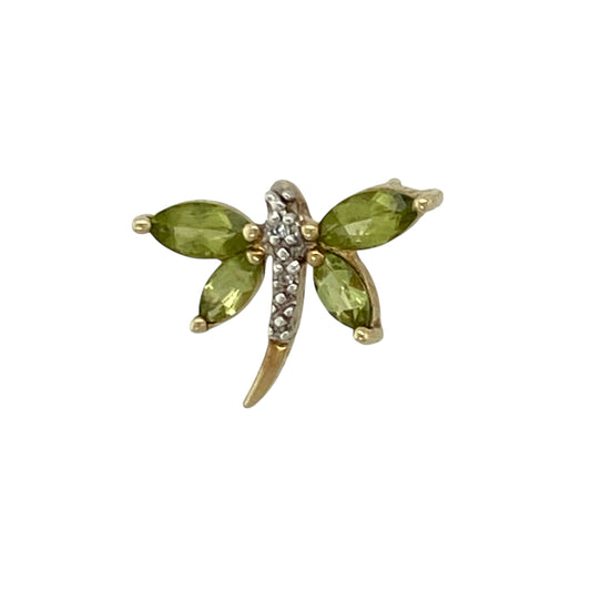 9ct Gold Diamond & Peridot Dragonfly Pendant
