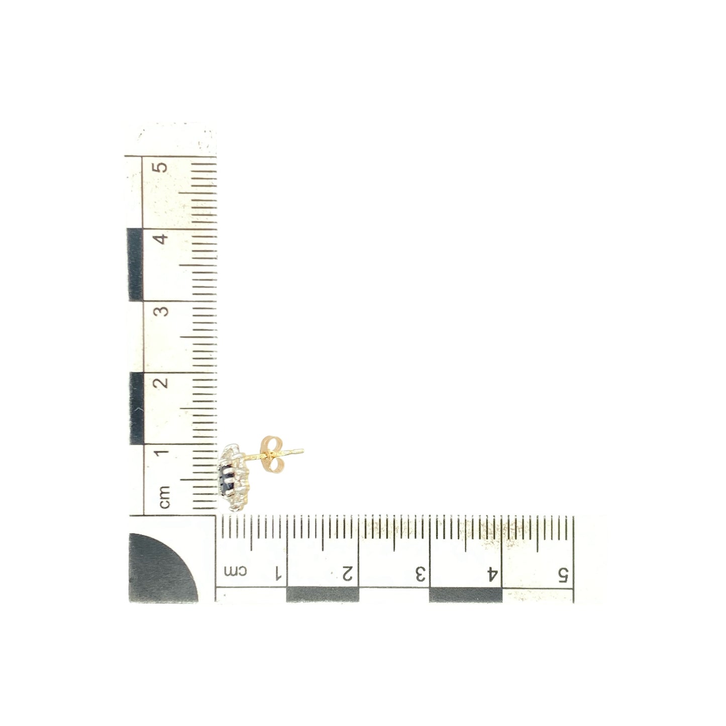 9ct Gold Sapphire & Cubic Zirconia Set Cluster Stud Earrings