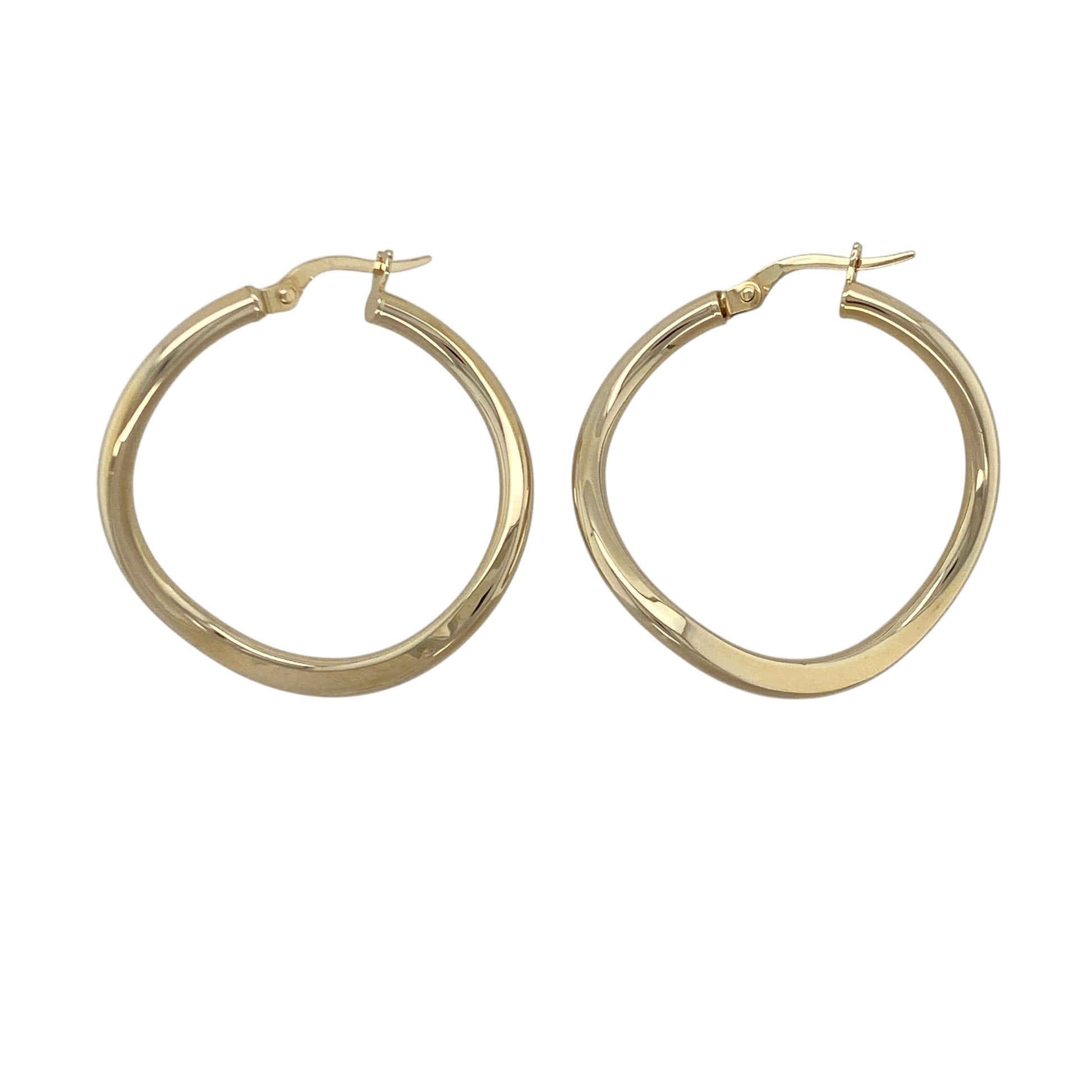 9ct Gold Wave Hoop Creole Earrings