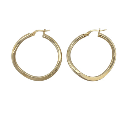 9ct Gold Wave Hoop Creole Earrings