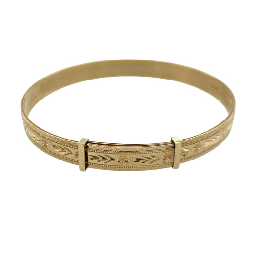 9ct Gold Patterned Expanding Bangle