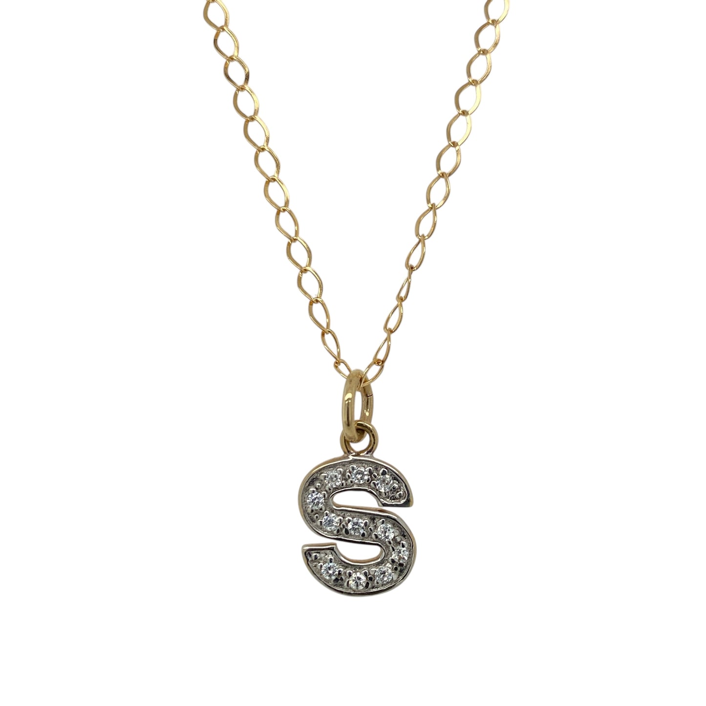 9ct Gold & Cubic Zirconia Set 'S' 18" Necklace