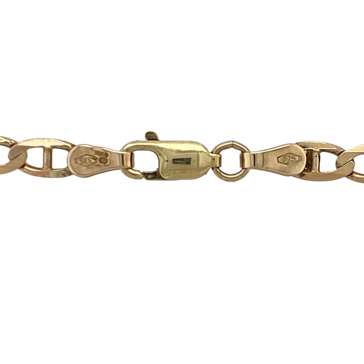 Add classic strength and timeless style to your jewellery collection with this pre-owned 9ct yellow gold 18" anchor chain, offering a bold and versatile design. Perfect for wearing alone or pairing with a statement pendant.

Design: The chain measures approximately 4mm in width and features traditional anchor links, creating a structured and evenly spaced profile. The rounded links provide a smooth, substantial appearance along the neckline.