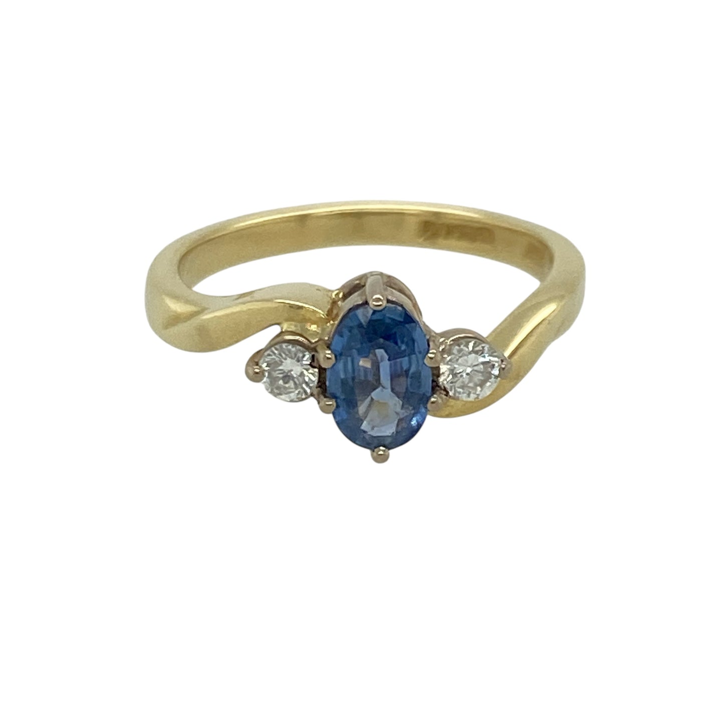 18ct Gold Diamond & Sapphire Set Trilogy Ring