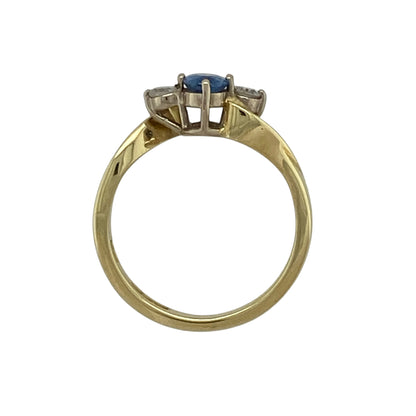 18ct Gold Diamond & Sapphire Set Trilogy Ring