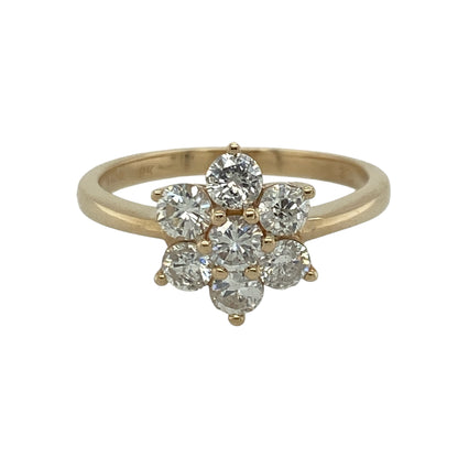 9ct Gold & Diamond Set Flower Cluster Ring