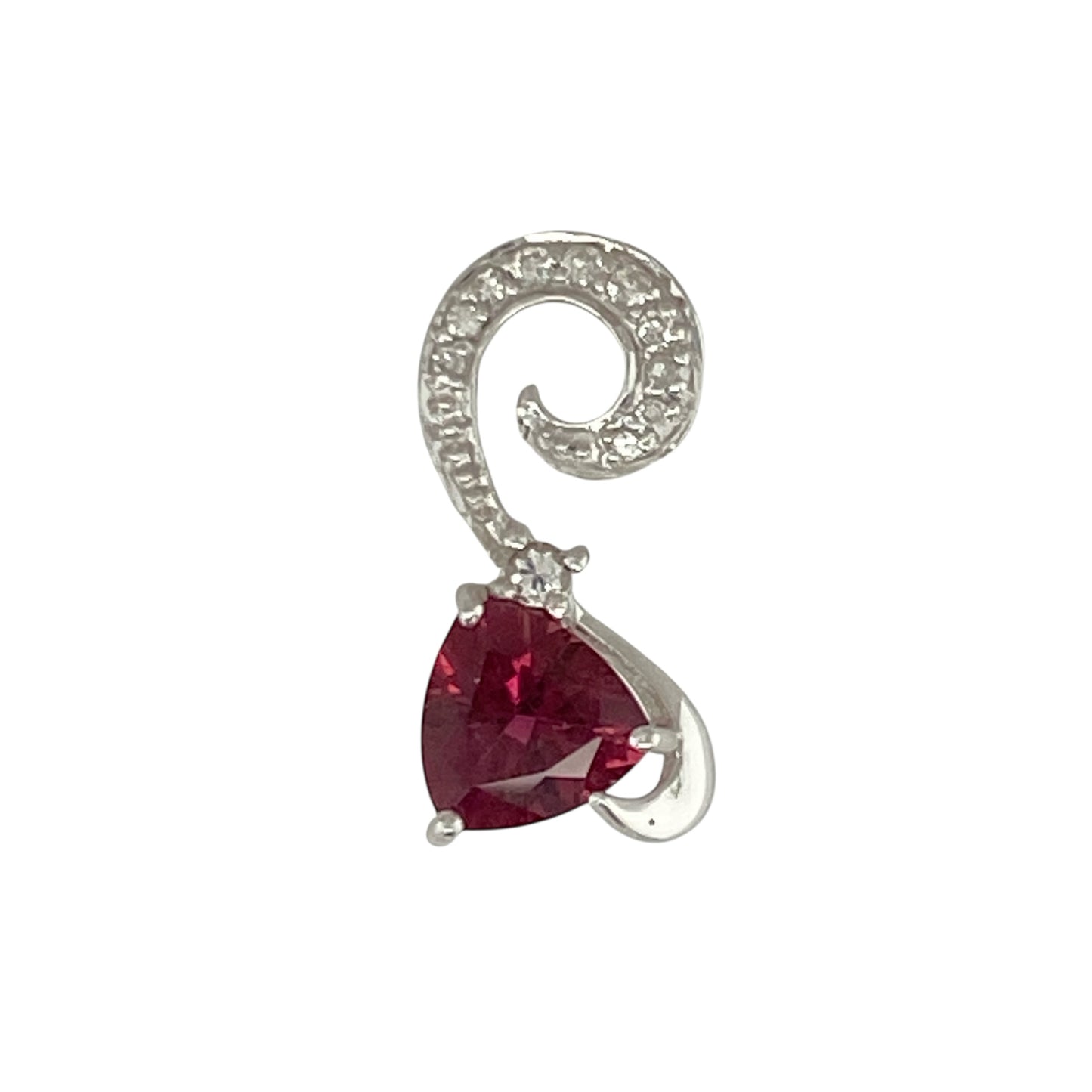 9ct White Gold Diamond & Pink Stone Set Pendant