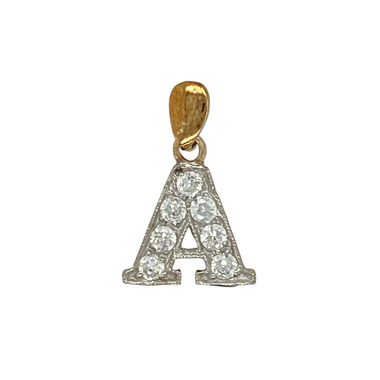 9ct Gold & Cubic Zirconia Set Initial 'A' Pendant