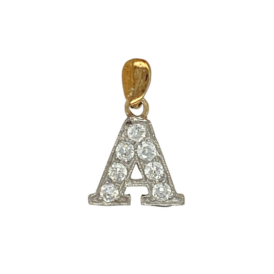 9ct Gold & Cubic Zirconia Set Initial 'A' Pendant