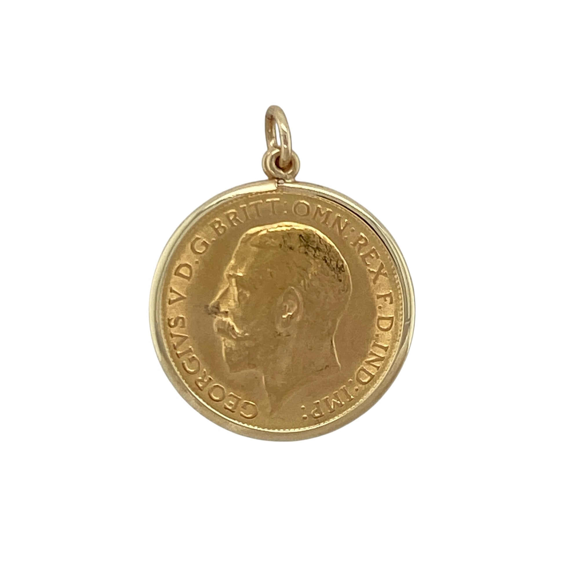 Add heritage and classic investment appeal to your jewellery collection with this pre-owned 9ct yellow gold half sovereign mount pendant, set with a genuine 22ct half sovereign coin. A timeless piece blending history with traditional gold styling.

Design: The pendant features a 1911 King George V half sovereign coin securely set within a decorative 9ct yellow gold mount. The detailed coin design creates a striking focal point, showcasing historic character and fine engraving.