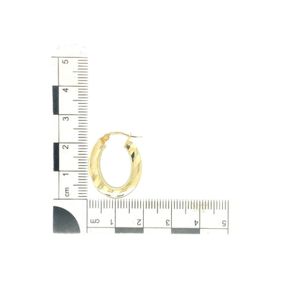 9ct Gold Striped Oval Creole Earrings