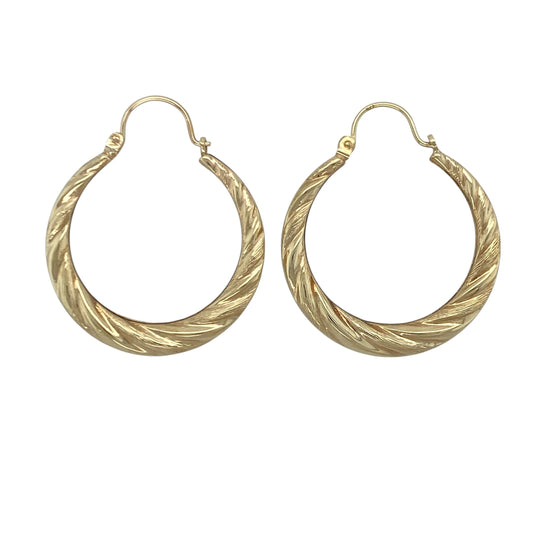 9ct Gold Twisted Hoop Creole Earrings