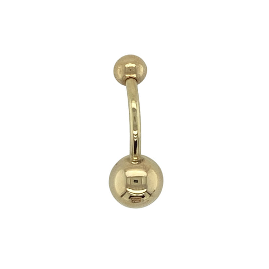 Add eye-catching sparkle to your body jewellery collection with this pre-owned 9ct yellow gold round cubic zirconia set belly bar, combining classic gold with brilliant shine. A stylish piece perfect for everyday wear or special occasions.

Design: The belly bar features a round cubic zirconia stone measuring approximately 6mm in diameter, offering bright, light-catching brilliance. The clean and simple setting allows the stone to stand out while maintaining a sleek and elegant look.
