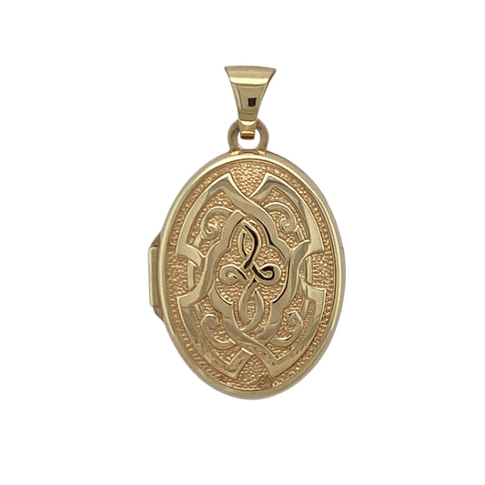 9ct Gold Patterned Celtic Oval Locket