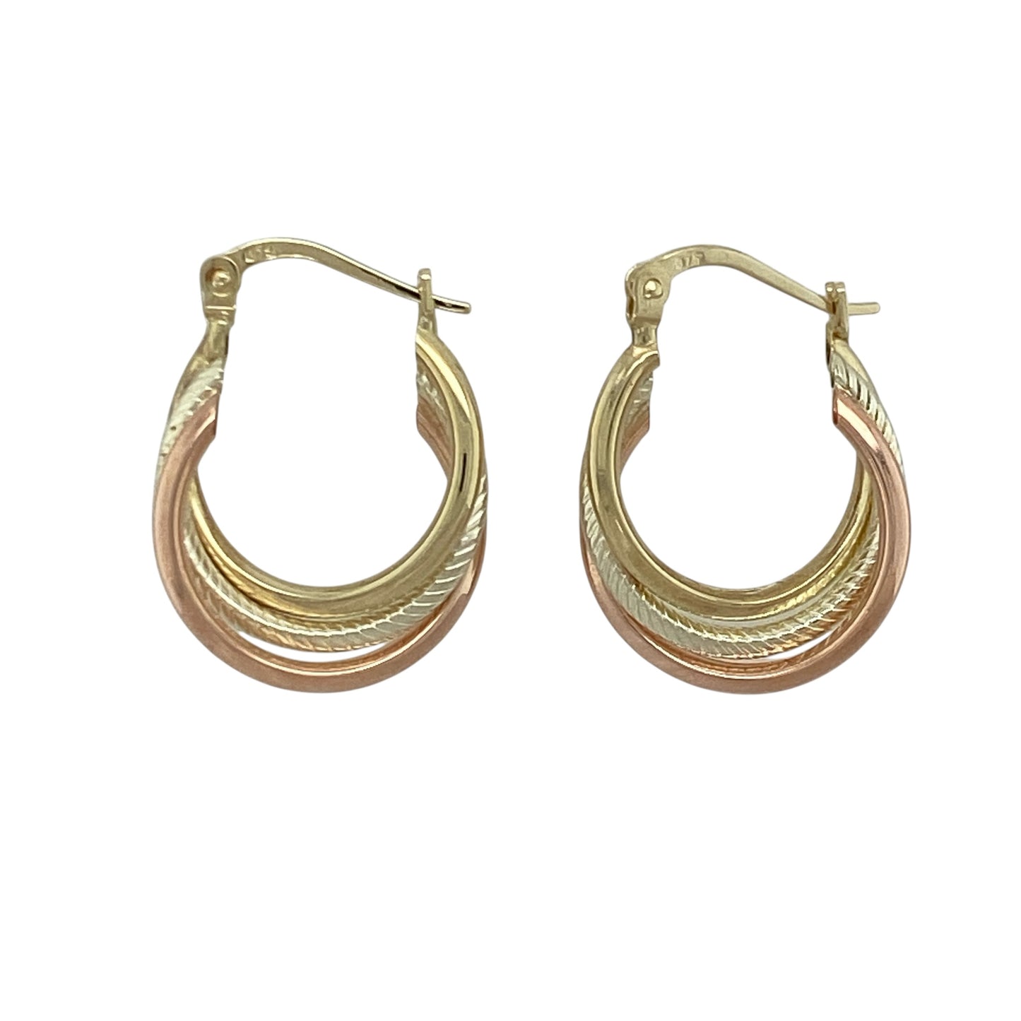 9ct Gold Twisted Hoop Creole Earrings
