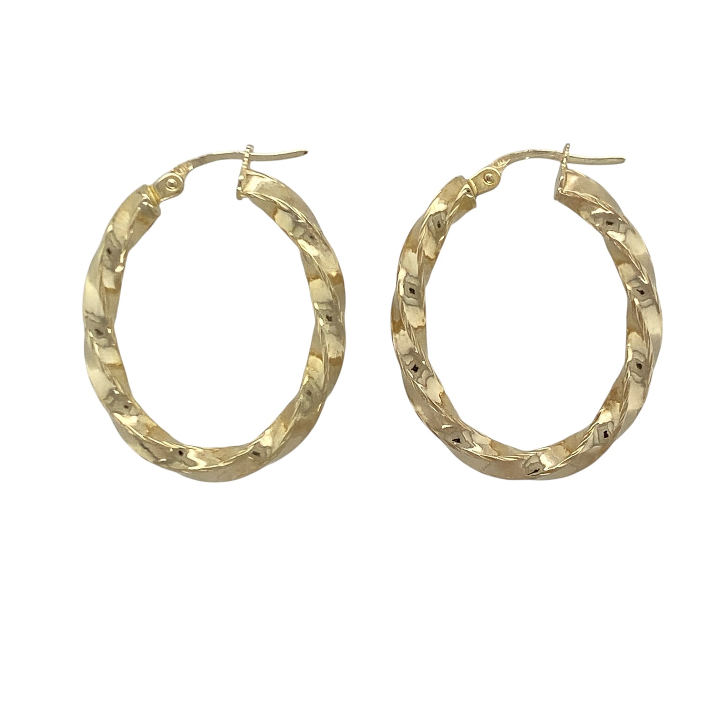 9ct Gold Twisted Oval Creole Earrings