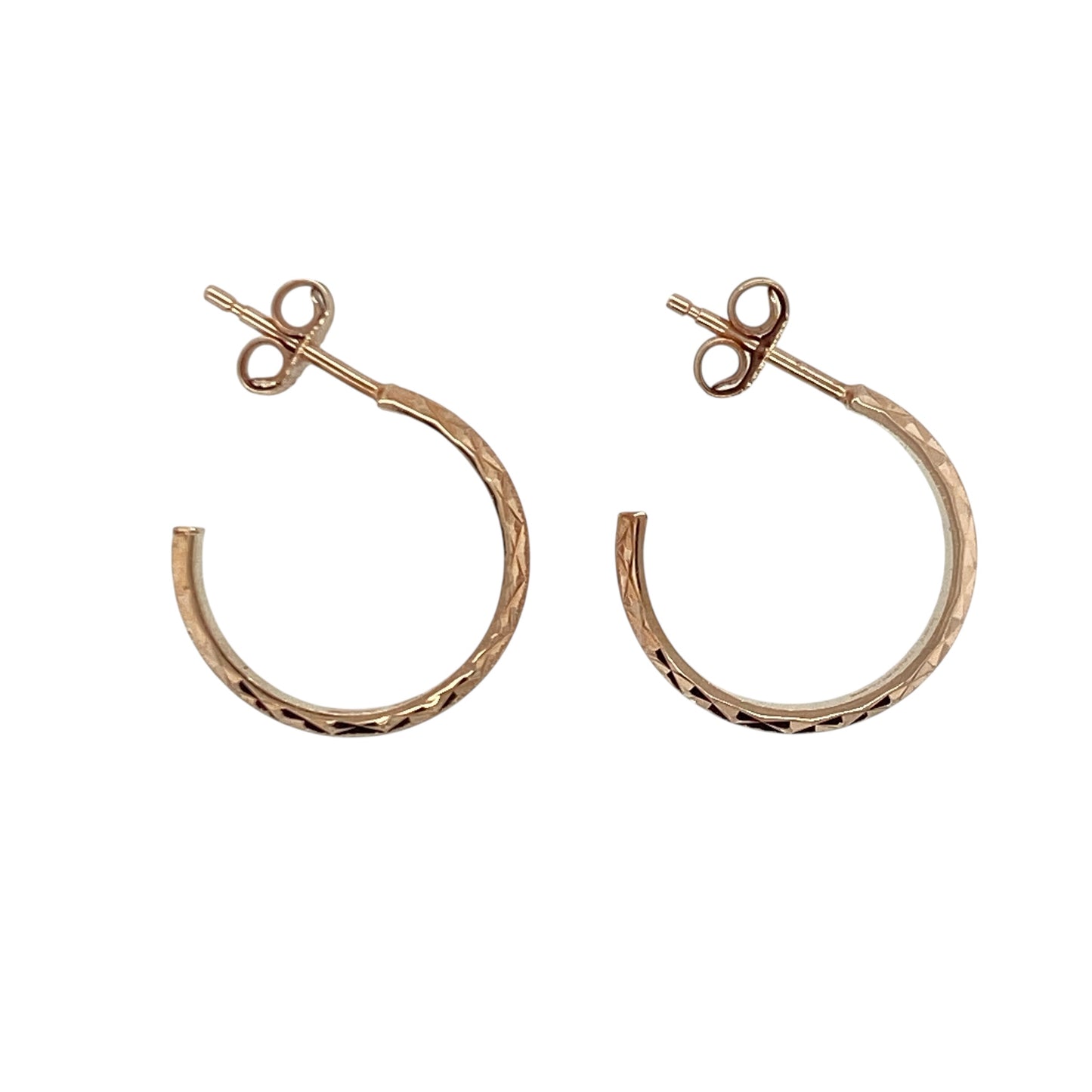 9ct Gold Sparkle Patterned Half Hoop Earrings