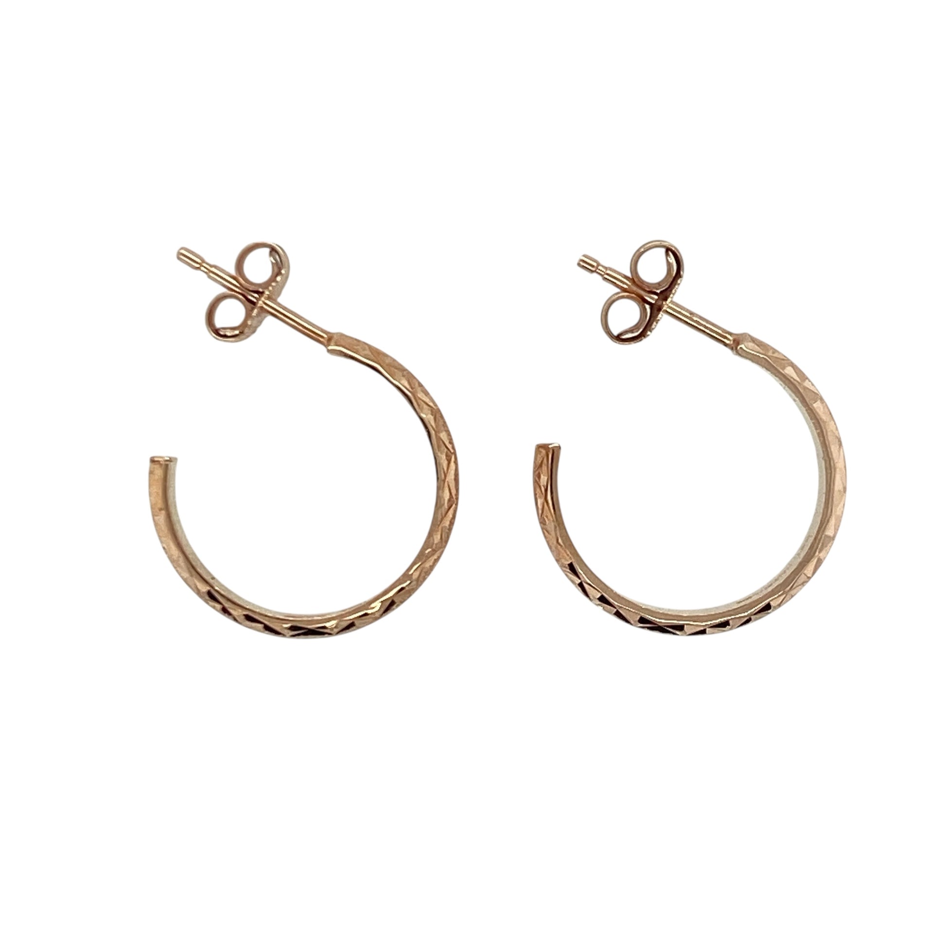 9ct Gold Sparkle Patterned Half Hoop Earrings