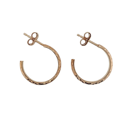 9ct Gold Sparkle Patterned Half Hoop Earrings
