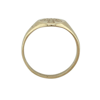 9ct Gold Welsh Three Feathers Oval Signet Ring