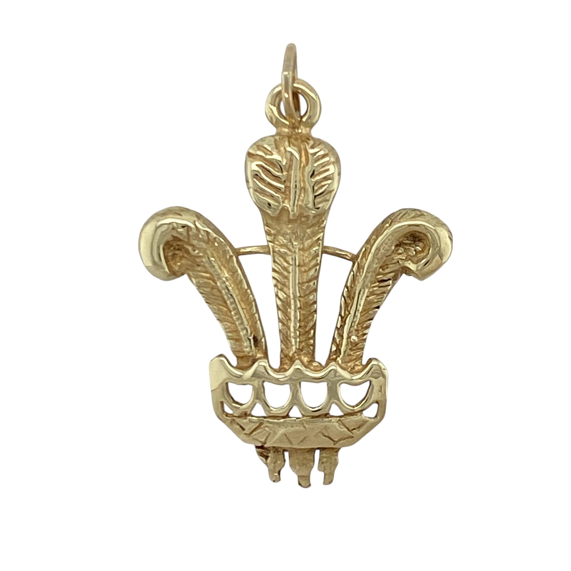 9ct Gold Welsh Three Feathers Pendant