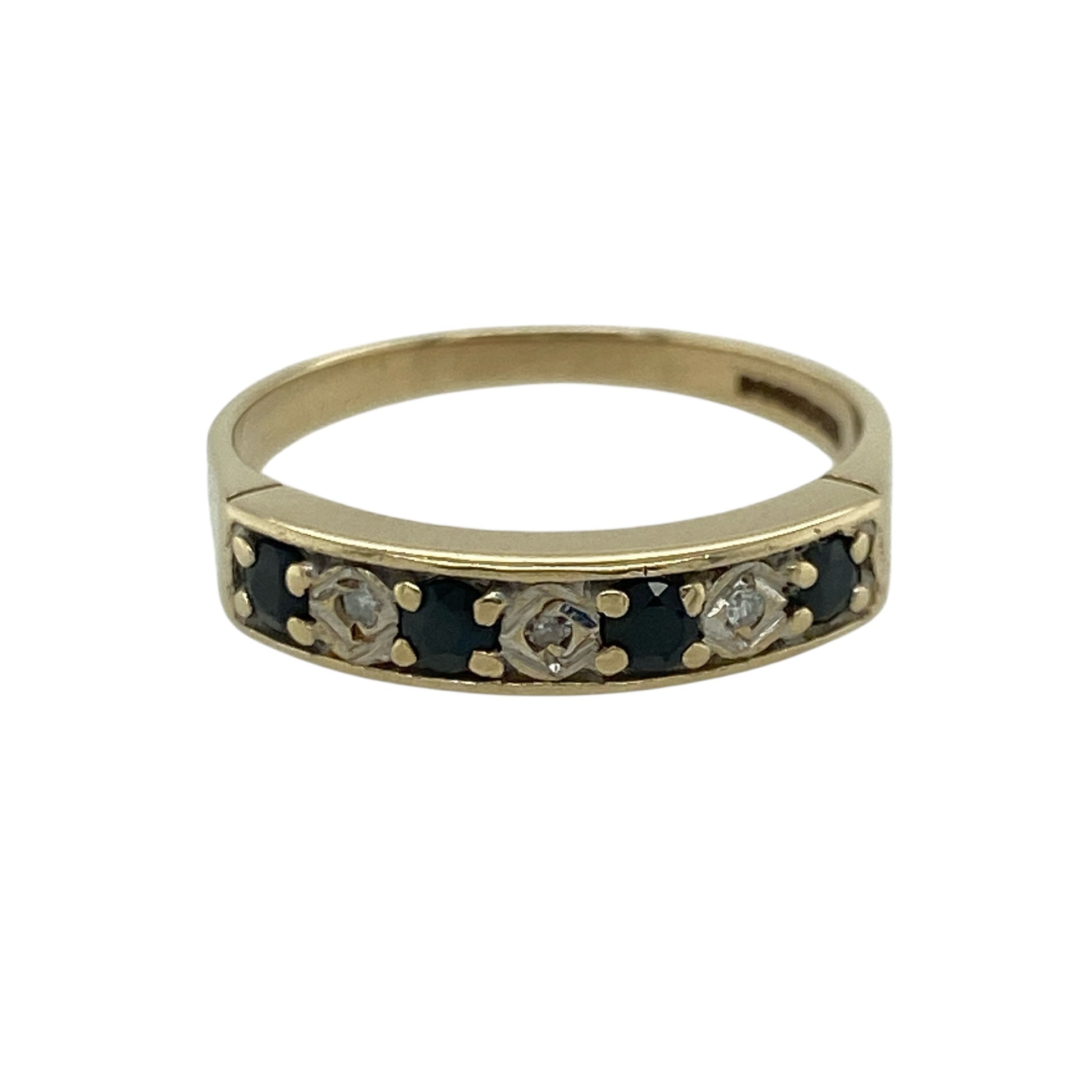 9ct Gold Diamond & Sapphire Set Band Ring