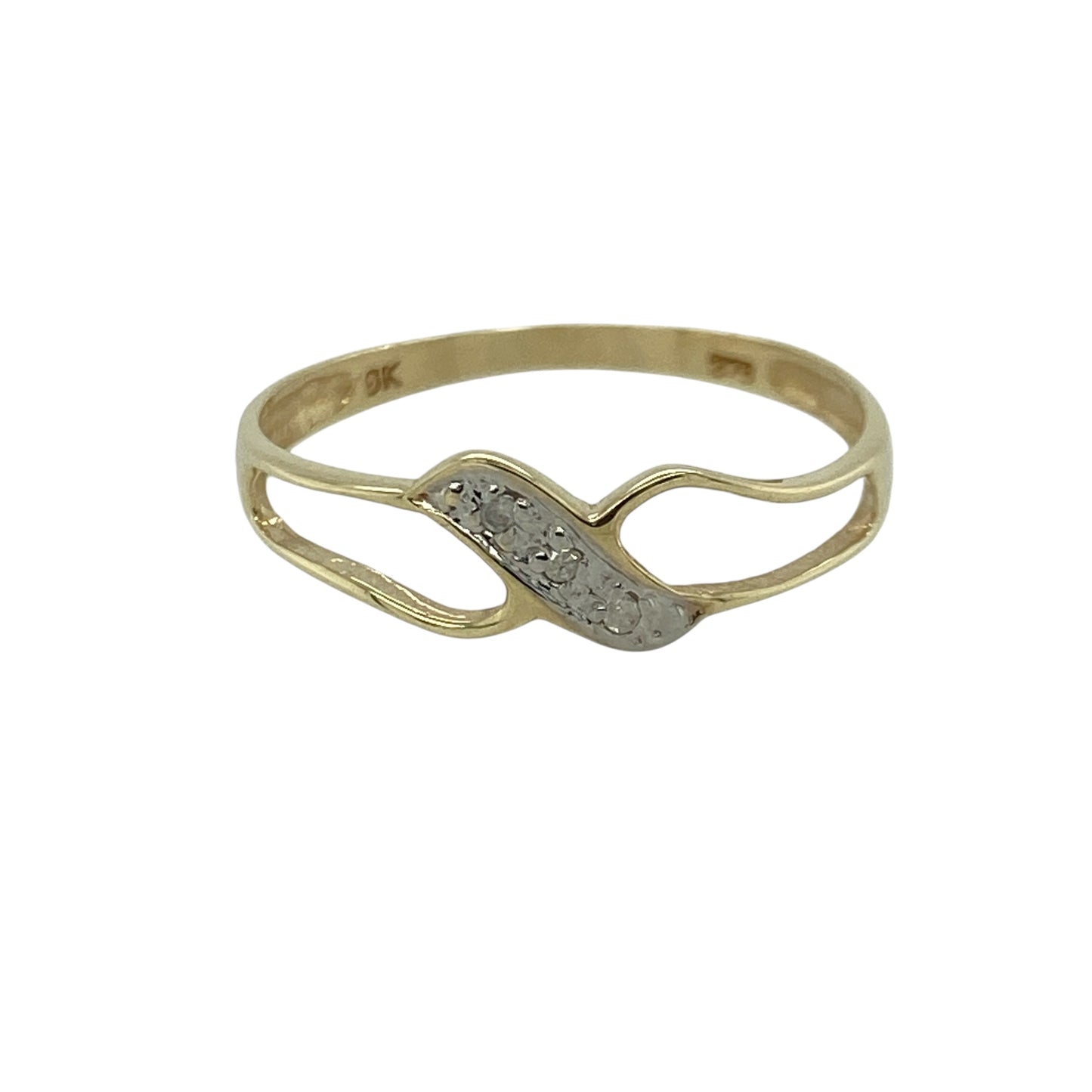 9ct Gold & Diamond Set Open Kiss Shape Ring