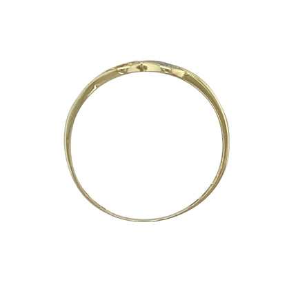 9ct Gold & Diamond Set Open Kiss Shape Ring