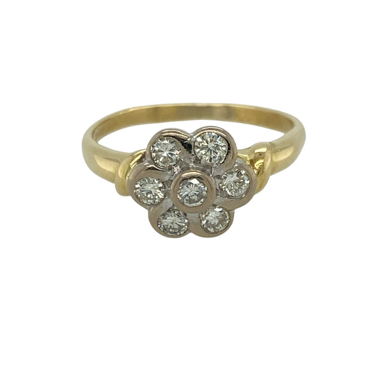 18ct Gold & Diamond Set Flower Cluster Ring