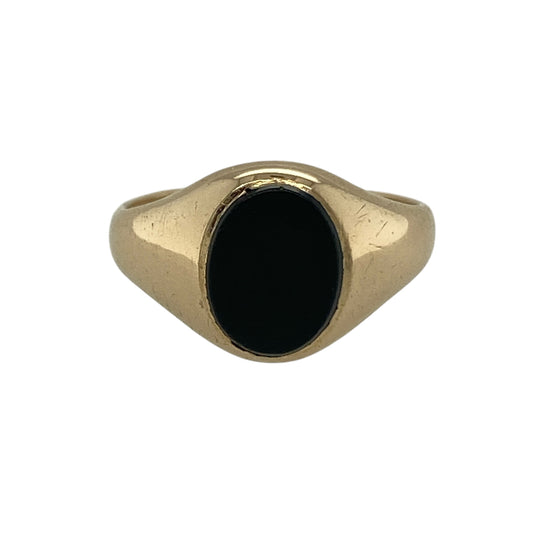 9ct Gold & Onyx Set Oval Signet Ring