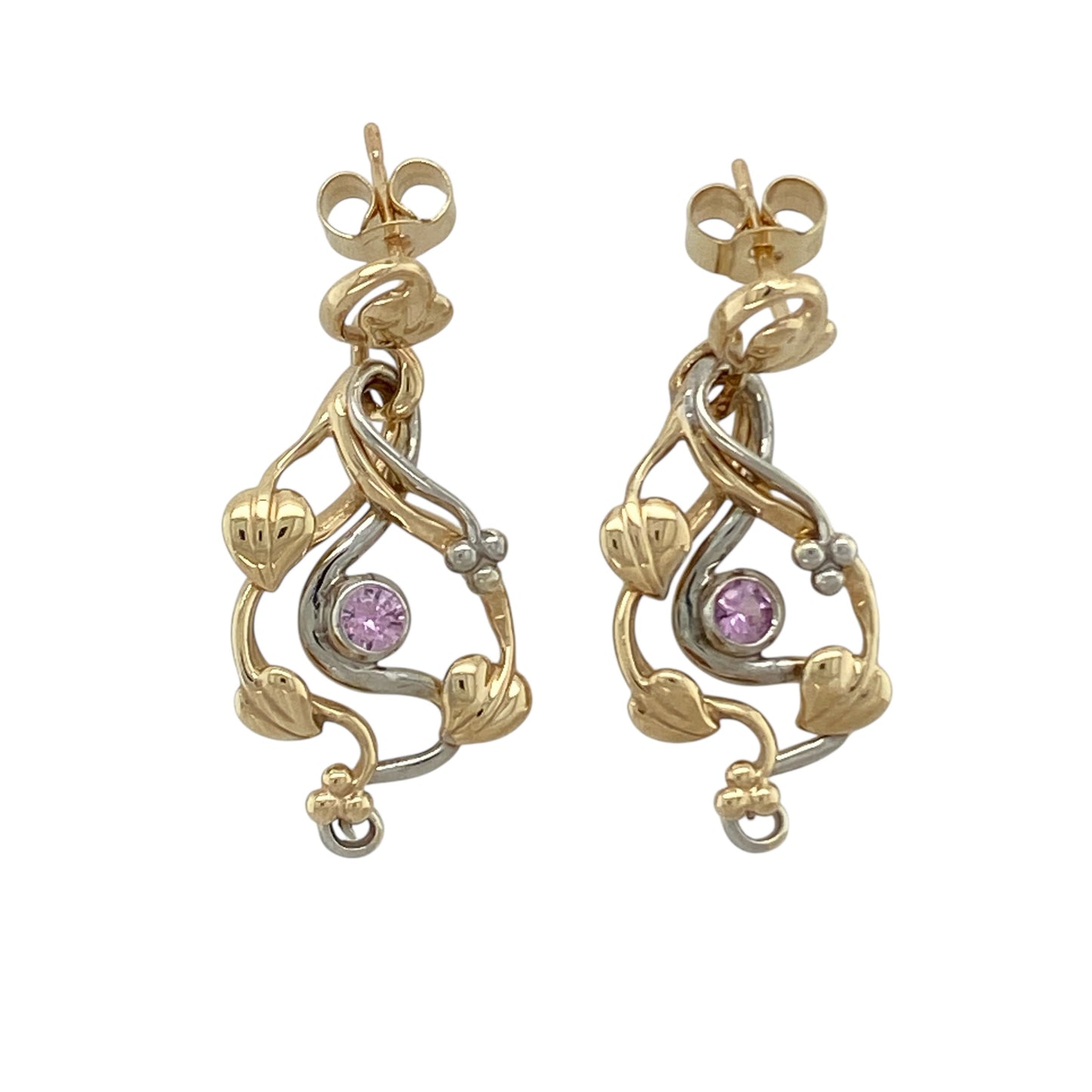9ct Gold & Pink Sapphire Set Clogau Tree of Life Drop Earrings