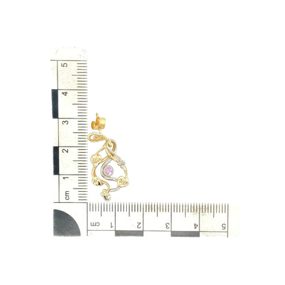 9ct Gold & Pink Sapphire Set Clogau Tree of Life Drop Earrings