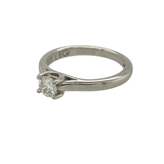 Celebrate timeless simplicity with this pre-owned platinum and diamond set solitaire ring, a refined and elegant piece perfect for engagements, anniversaries or understated everyday wear.

Design: The ring features a single round brilliant-cut diamond of approximately 0.25ct, creating a classic focal point with beautiful light reflection. The traditional solitaire setting allows maximum brilliance while maintaining a clean and sophisticated profile.