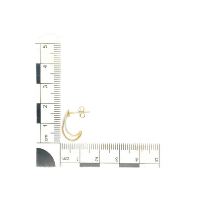 9ct Gold & Diamond Set Double Stand Curved Stud Earrings