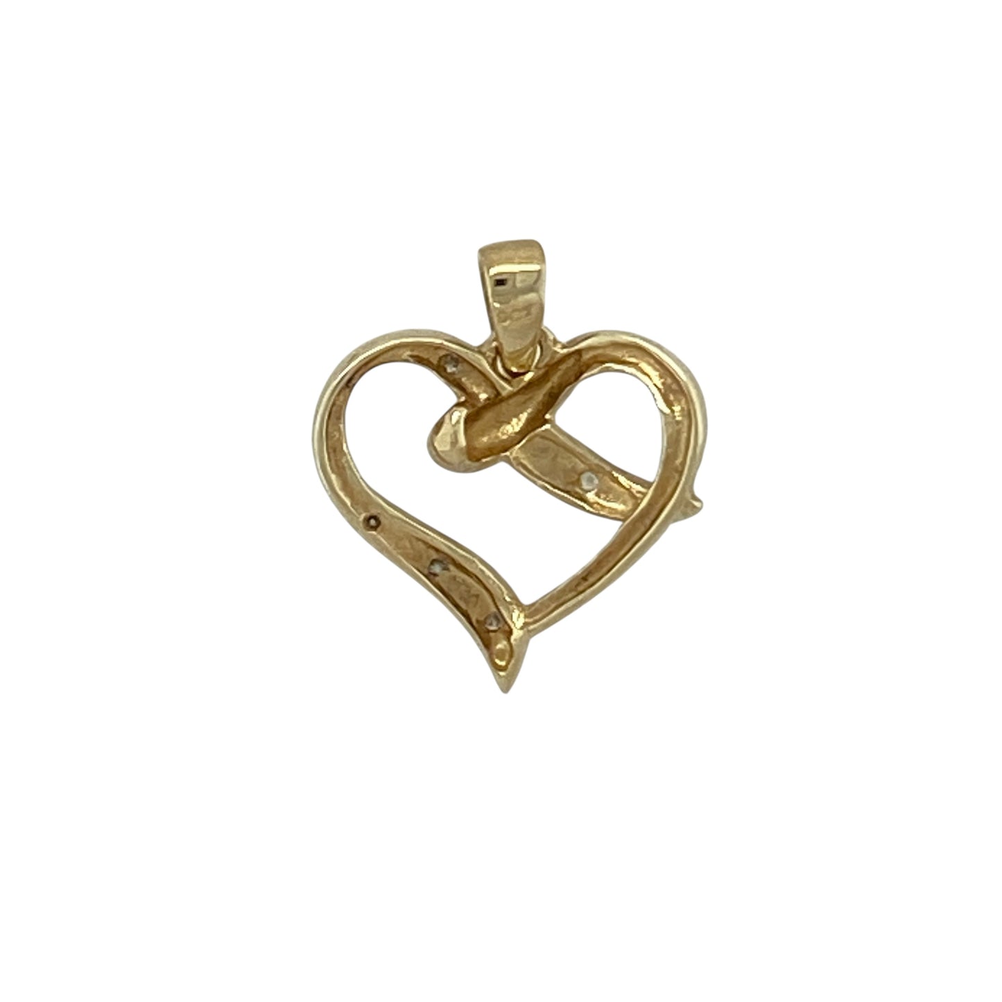 Add a romantic touch to your jewellery collection with this pre-owned 9ct yellow and white gold diamond set open heart pendant, a delicate and meaningful piece perfect for everyday wear or heartfelt gifting.

Design: The pendant features an elegant open heart shape, combining warm yellow gold with contrasting white gold detail. Diamond accents are set along the white gold section, adding subtle sparkle and enhancing the graceful outline of the heart.