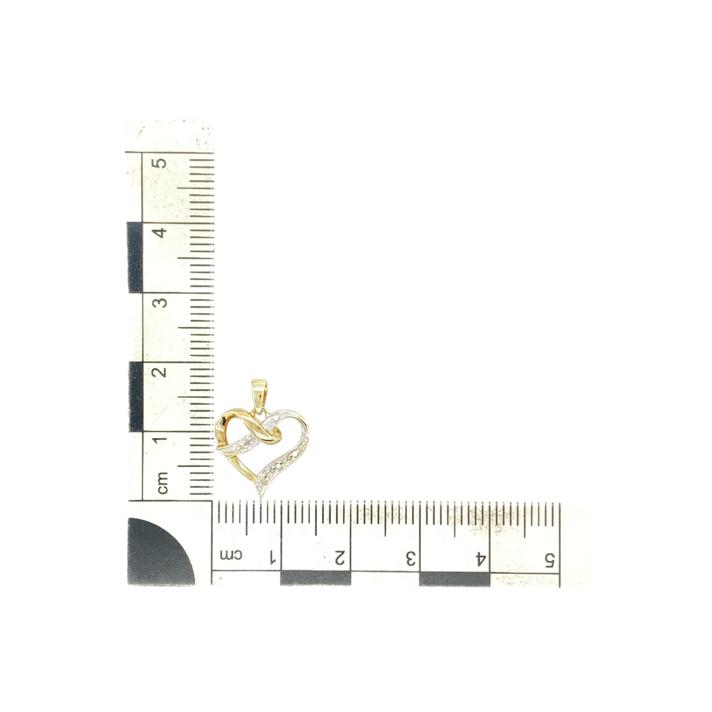9ct Gold & Diamond Set Open Heart Pendant