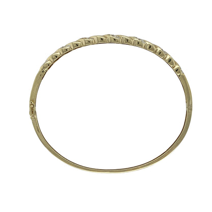 9ct Gold & Diamond Set Twisted Hinged Bangle